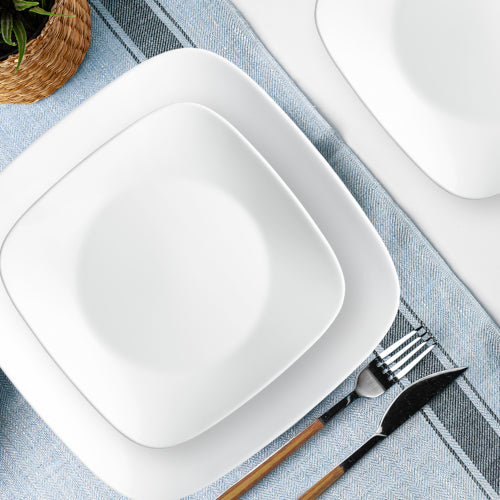 Corelle® Square™ Pure White 12-piece Dinnerware Set with Appetizer Plates, Service for 4