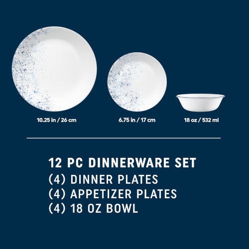 Corelle® Indigo Speckle 18-piece Dinnerware Set, Service for 6