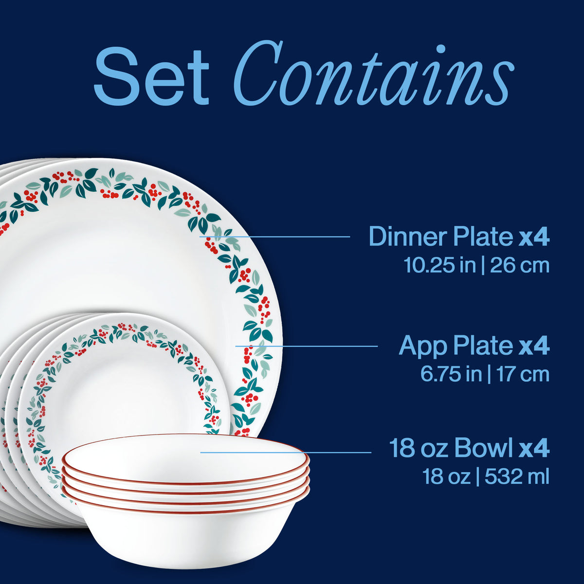 Corelle® Winter Berries 12-piece Dinnerware Set, Service for 4