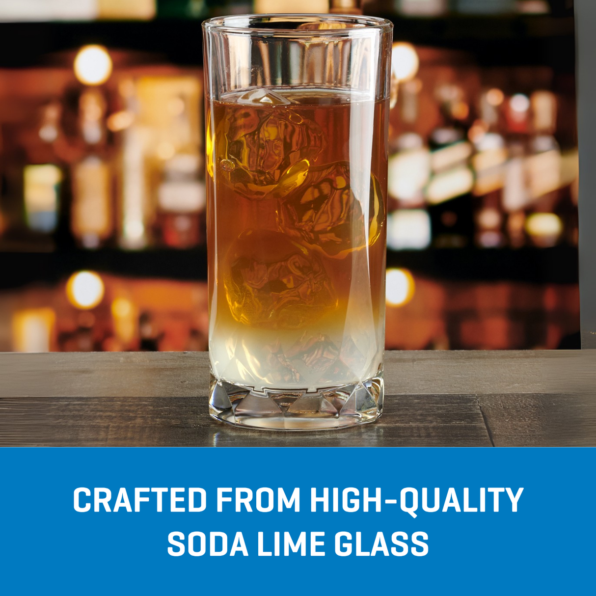 Ocean Glass Cienna Long Drink Glasses (4-Pieces), 14.5-ounce, dishwasher Safe