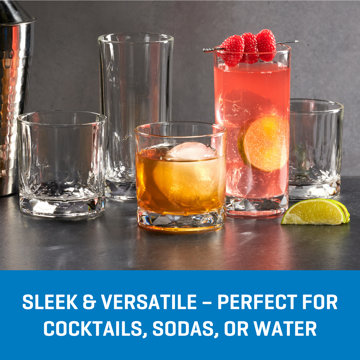 Ocean Glass Cienna Rocks Glasses (4-Pieces), 12-ounce, dishwasher Safe