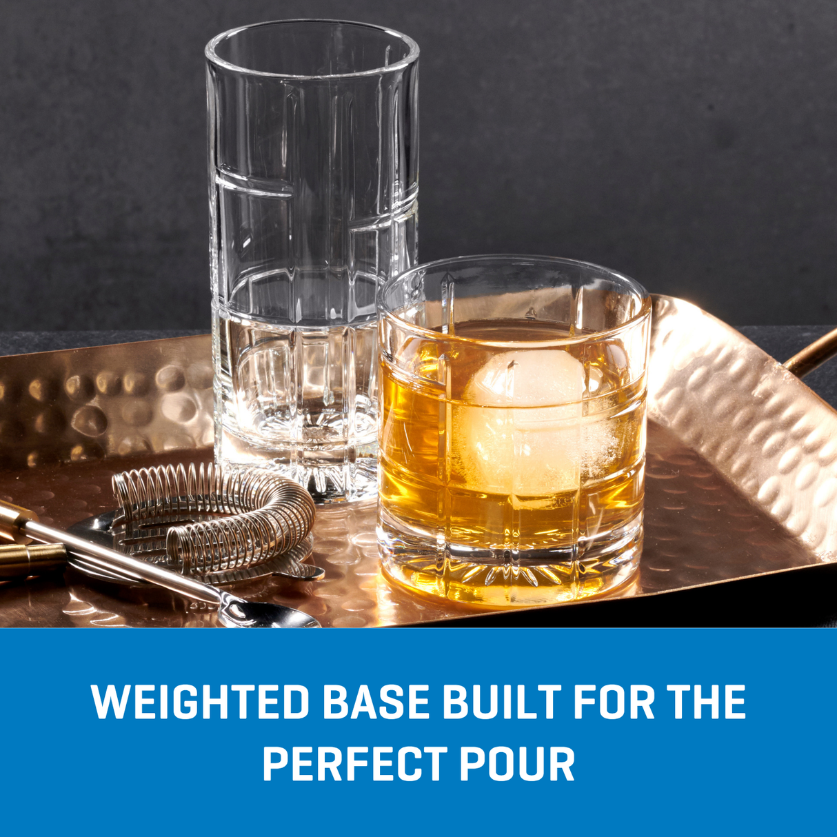 Ocean Glass Traze FTR Rocks Glasses (4-Pieces), 12-ounce, Dishwasher Safe