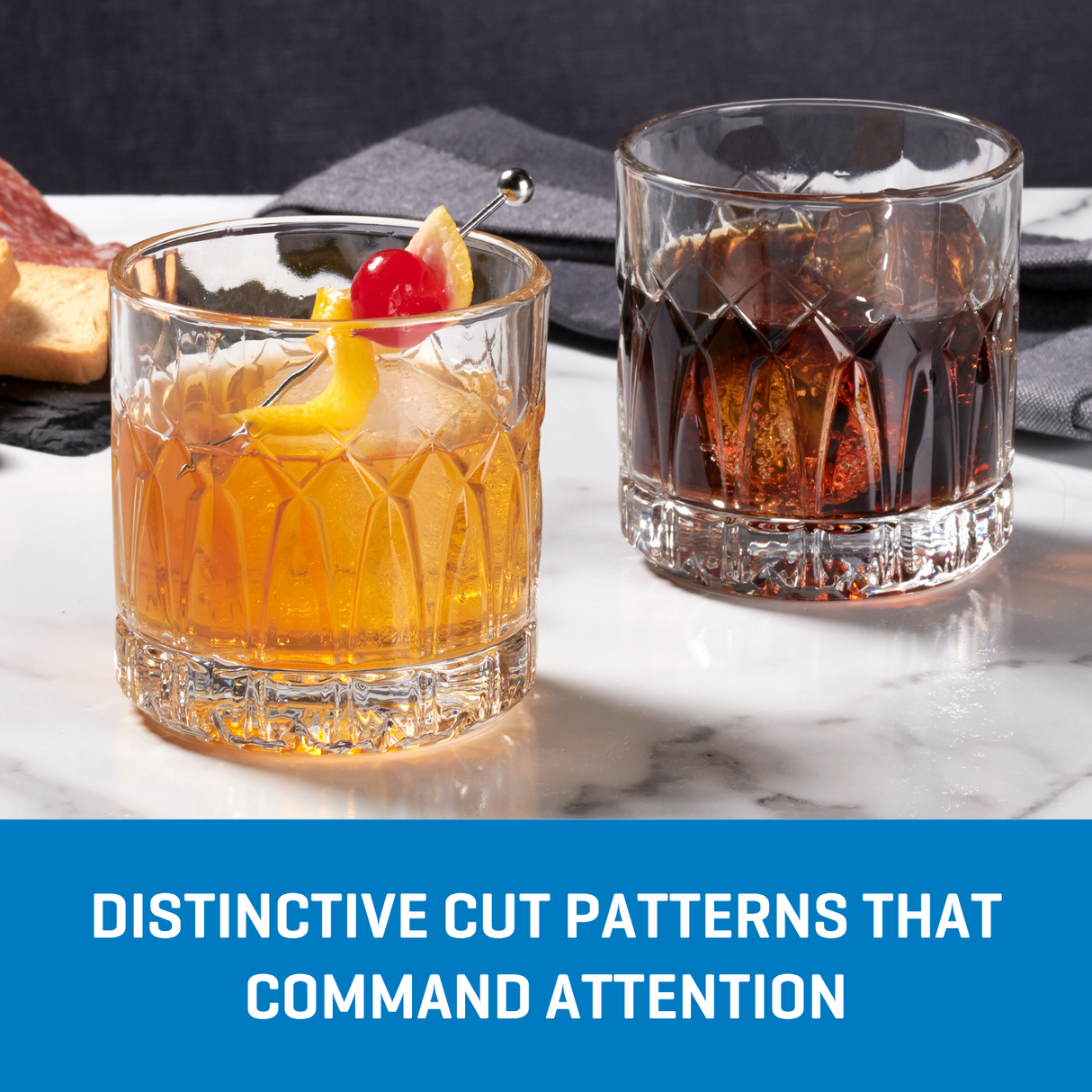 Ocean Glass Traze PST Rocks Glasses (4-Pieces), 12-ounce, Dishwasher Safe