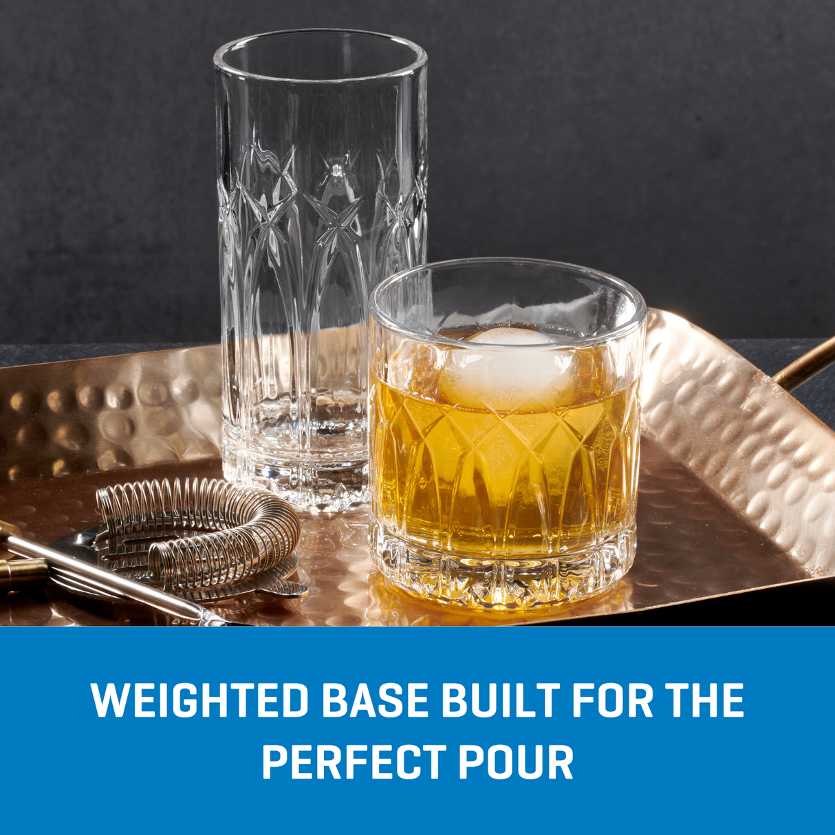 Ocean Glass Traze PST Rocks Glasses (4-Pieces), 12-ounce, Dishwasher Safe