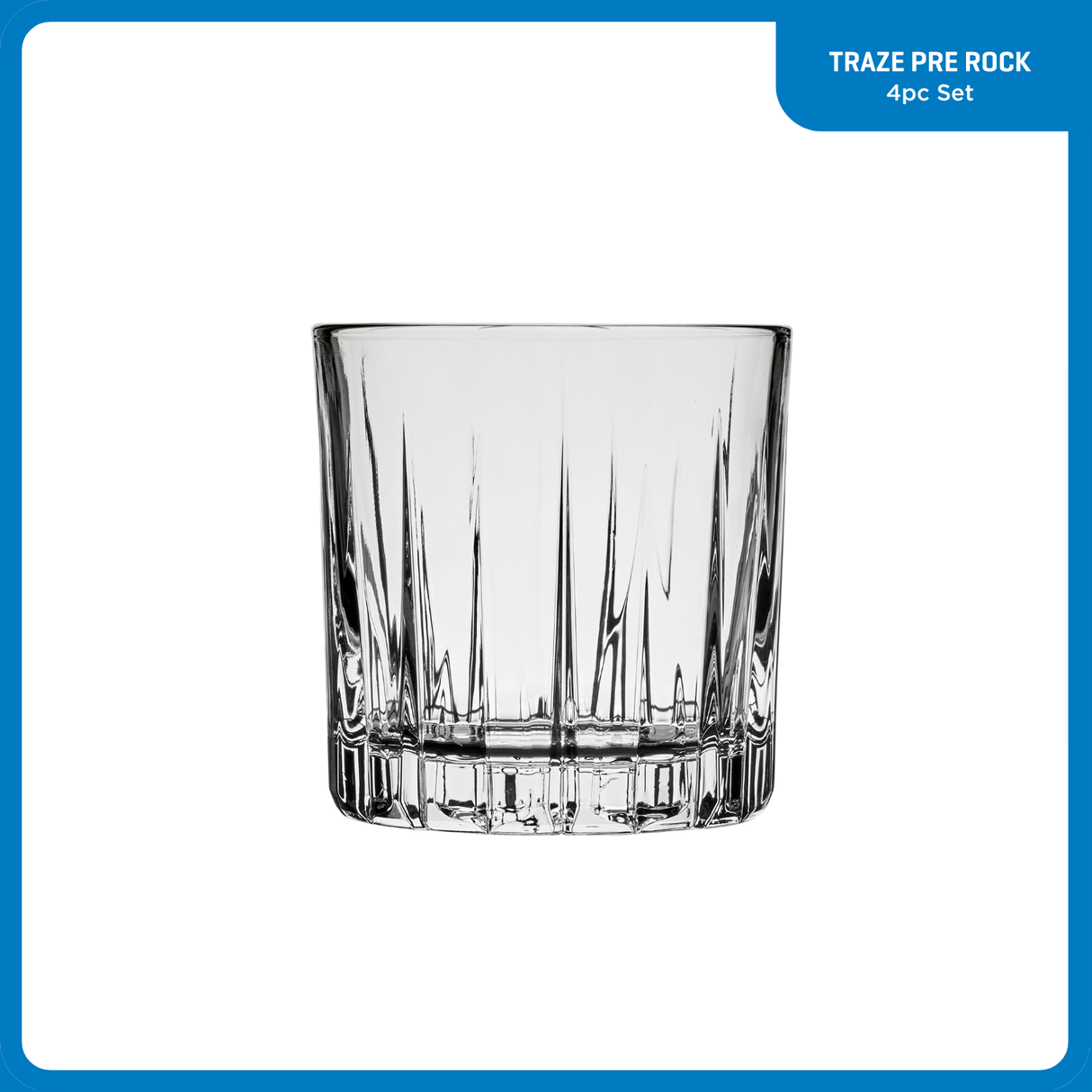 Ocean Glass Traze PRE Rocks Glasses (4-Pieces), 12-ounce, Dishwasher Safe