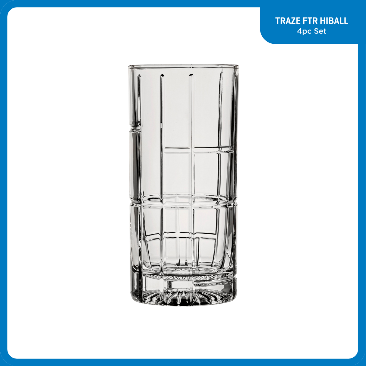 Ocean Glass Traze FTR Highball Glasses (4-Pieces), 12-ounce, Dishwasher Safe