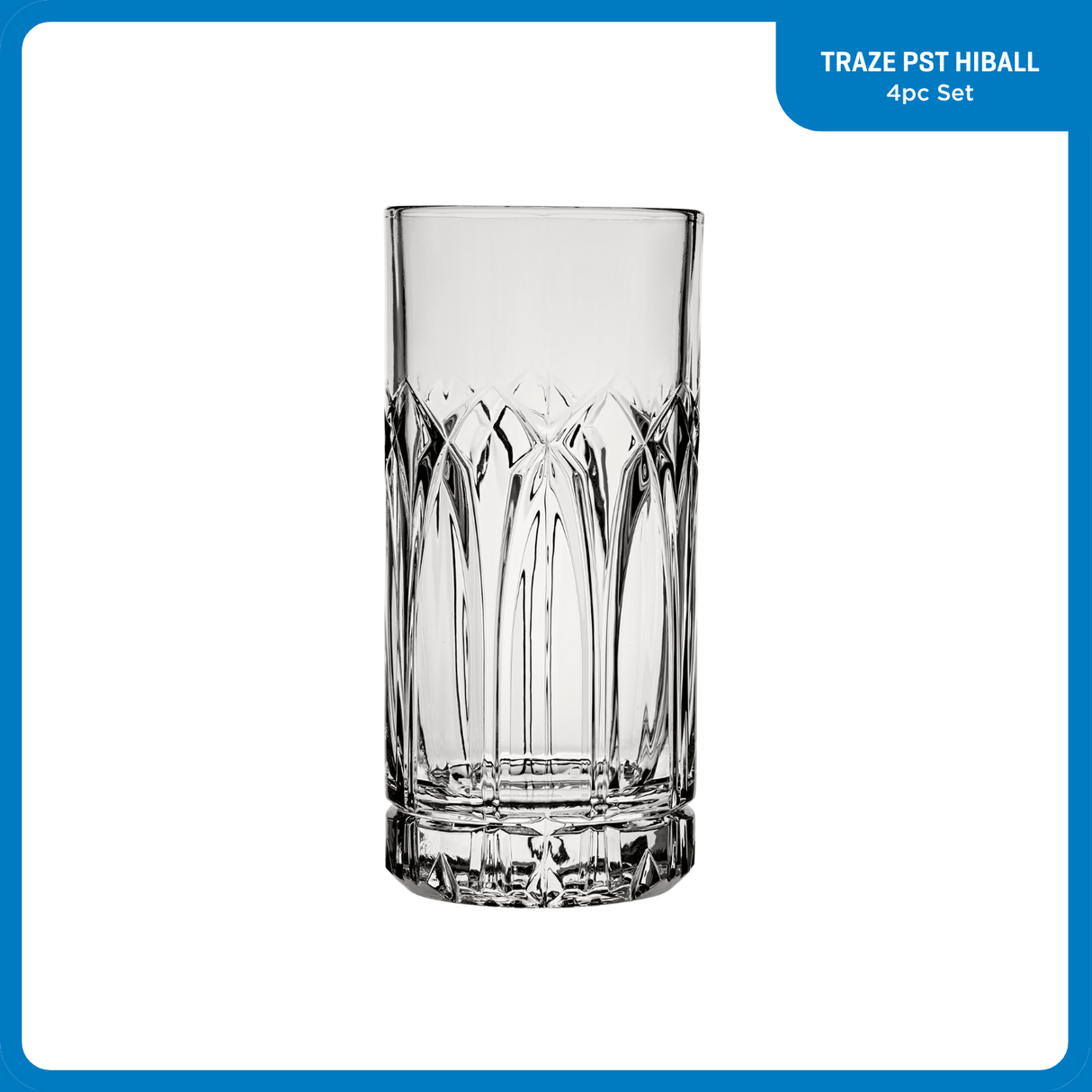 Ocean Glassware Traze PST Highball Glasses (4-Pieces), 12-ounce, Dishwasher Safe