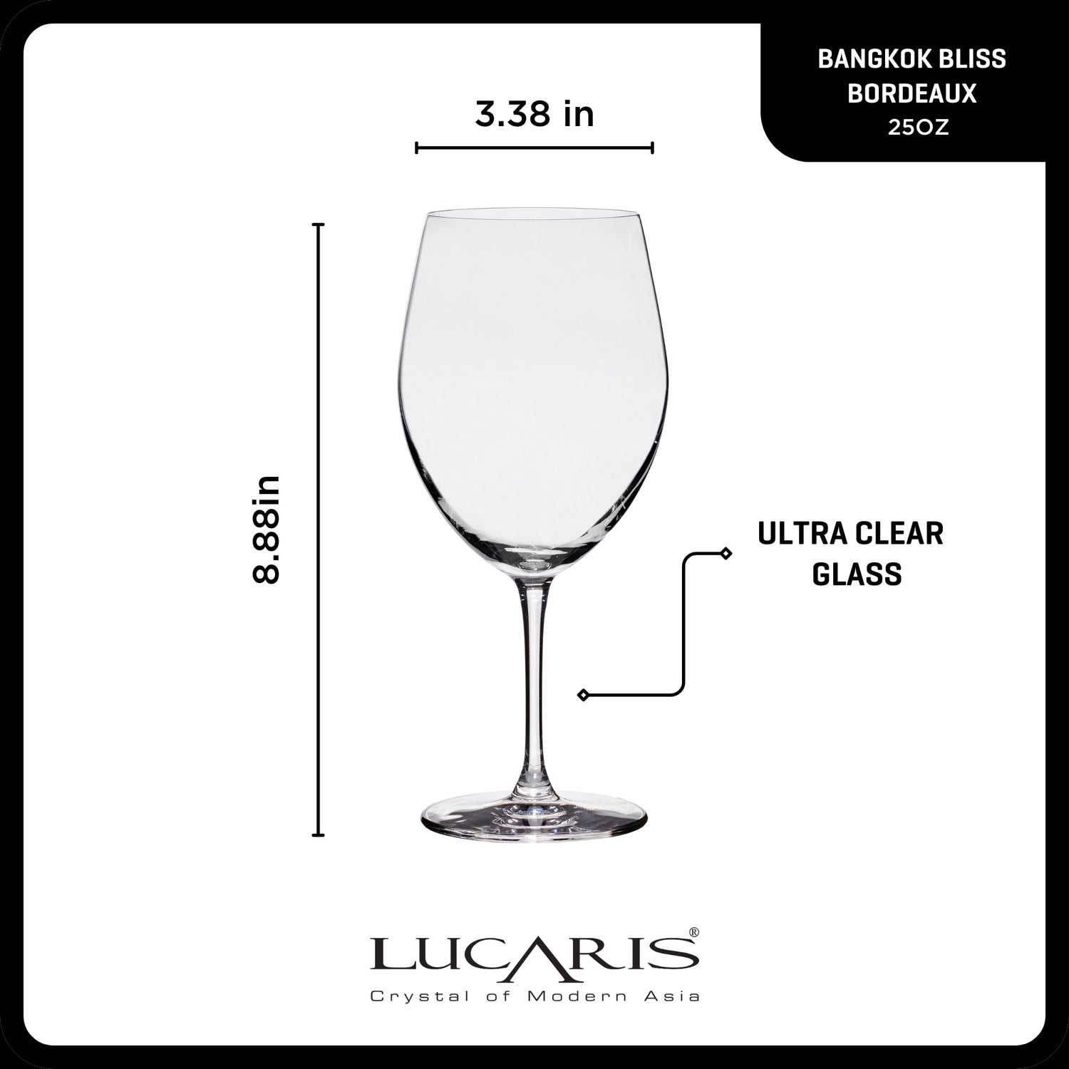 Lucaris Bangkok Bliss Bordeaux Glasses (4-Pieces), 25-ounce, Dishwasher Safe, Lead-free Crystalline