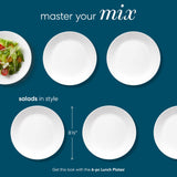 image of winter frost white salad plates with text master your mix, salads in style