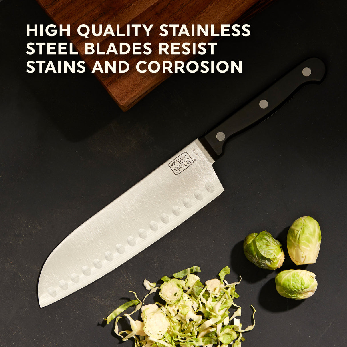 text high quality stainless steel blades resist stains & corrosion
