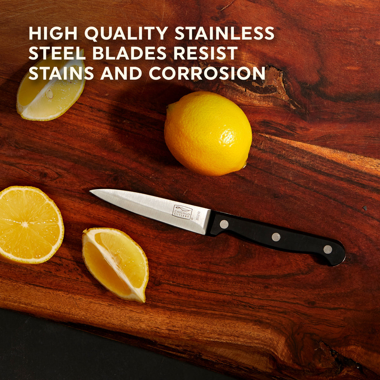 High quality stainless steel blade resists stains & corrosion
