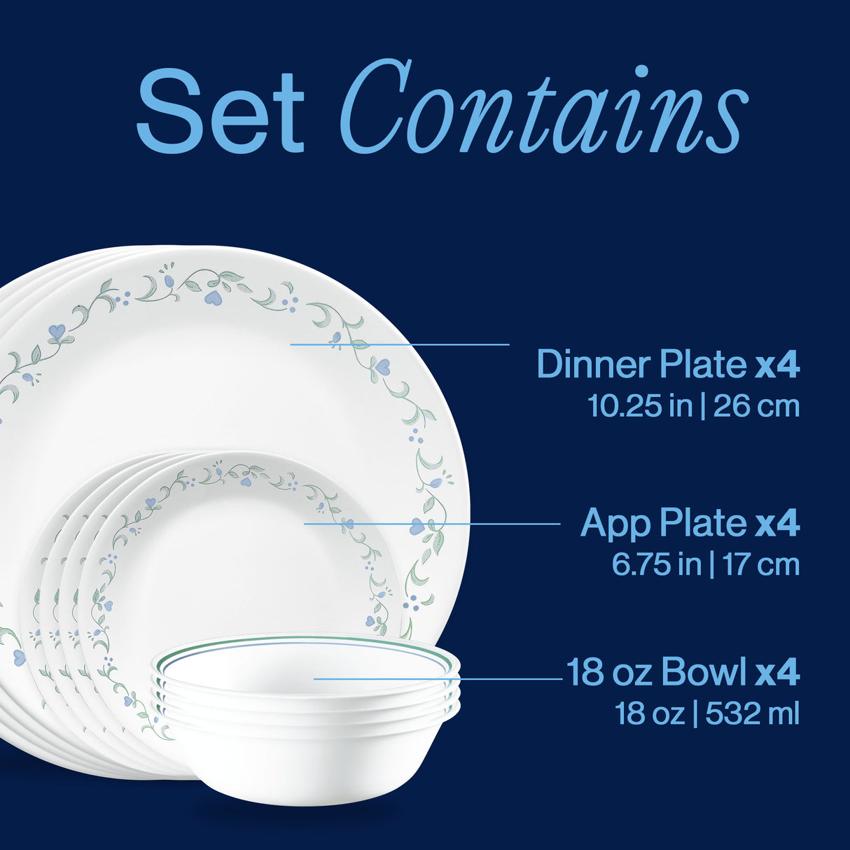Corelle® Country Cottage 12-piece Dinnerware Set, Service for 4
