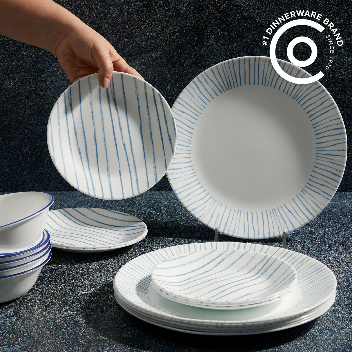 Corelle® Nautical Stripes 18-piece Dinnerware Set, Service for 6