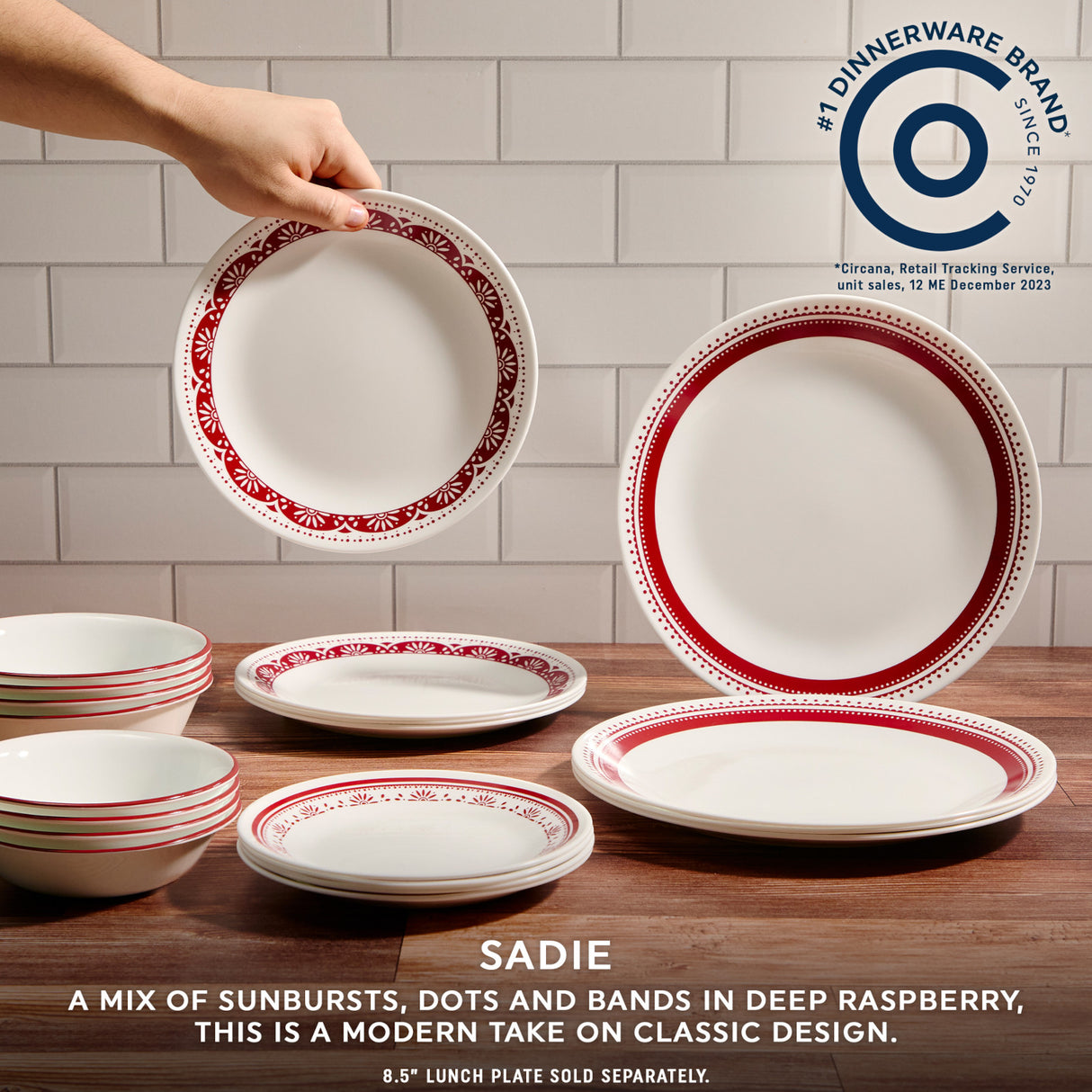 text Corelle #1 dinnerware brand since 1970
