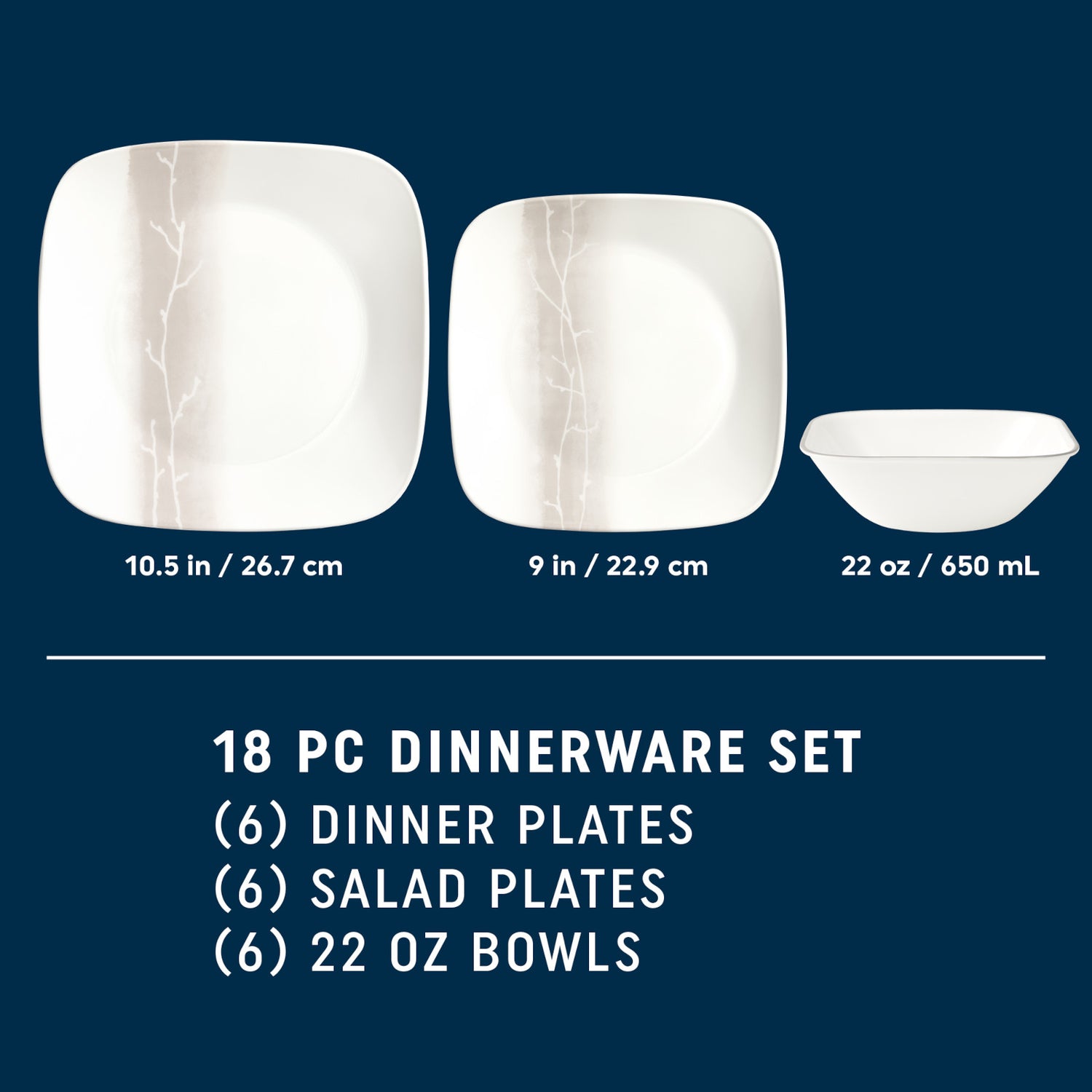image of Wandering Grove dinner & salad plate and cereal bowl with dimension