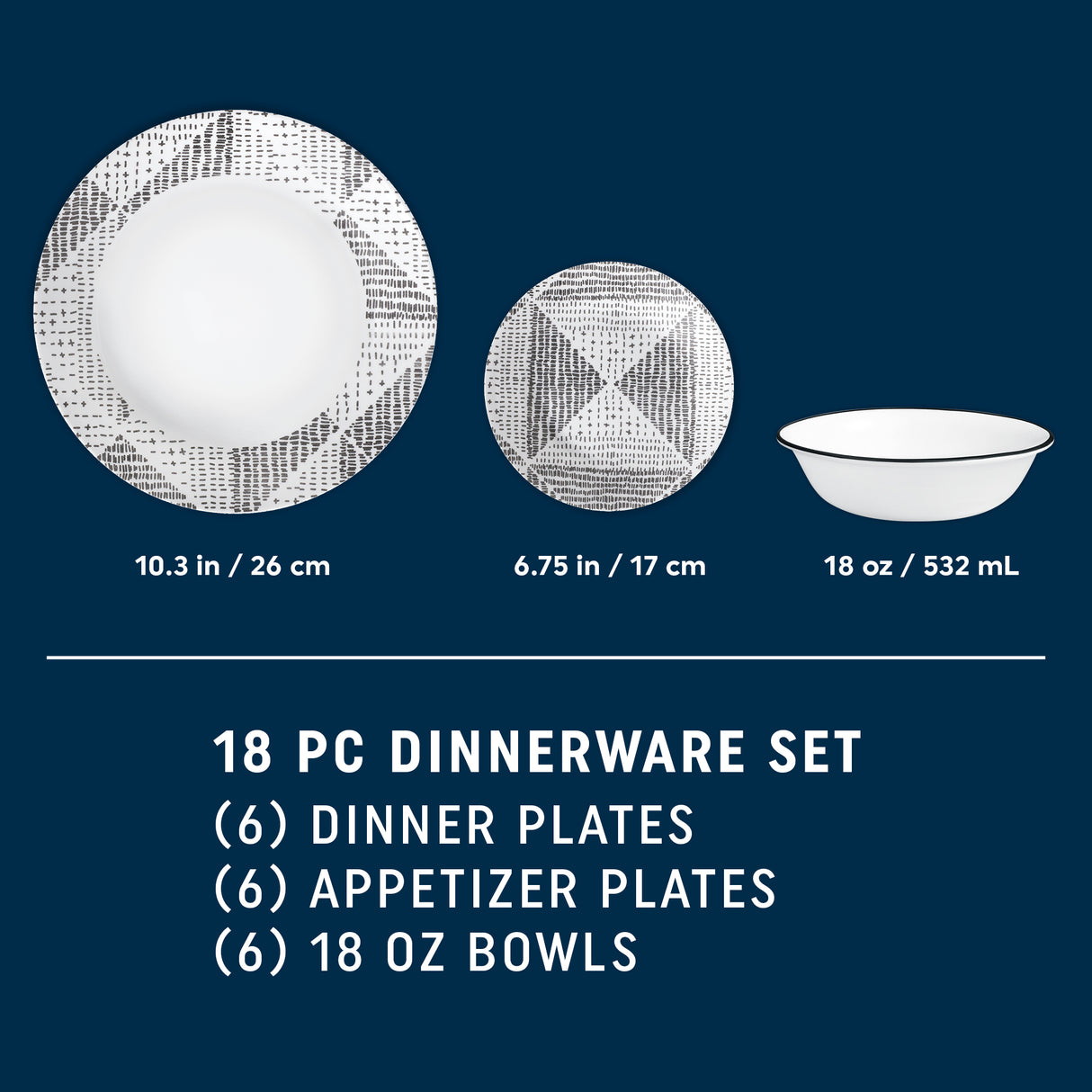 Corelle® Odisha 18-piece Dinnerware Set, Service for 6