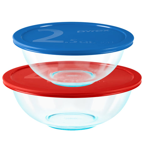 Smart Essentials 4pc Mixing bowl set; blue & red lids