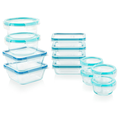 Total Solution Pyrex Glass Food Storage 24-pc Set (includes aqua &amp; blue lids)