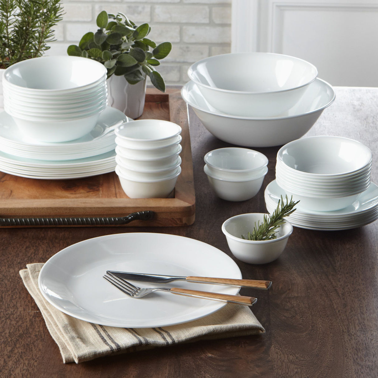 Winter Frost White 50-pc Set on the Counter