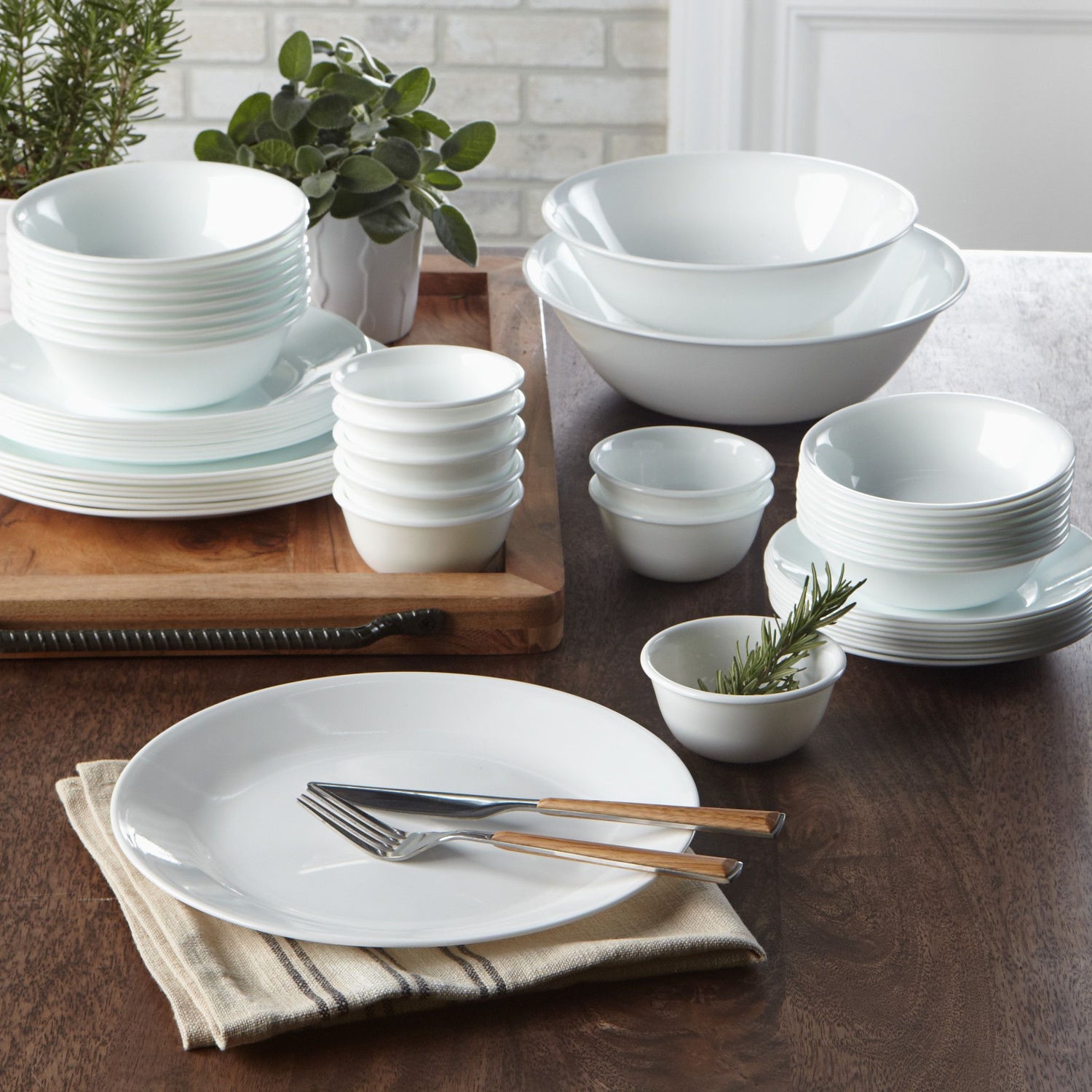 Winter Frost White 50-pc Set on the Counter