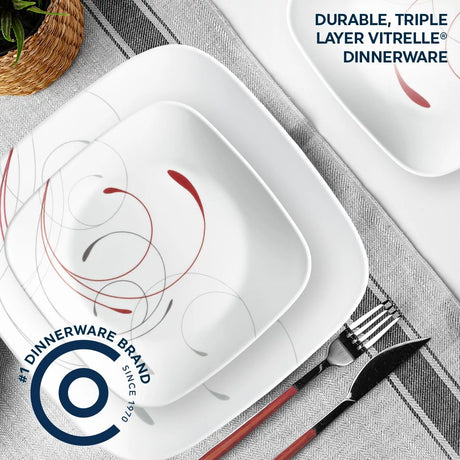  Splendor Square Dinner &amp; Salad Plate with text #1 Dinnerware brand, durable,triple layer vitrelle dinnerware