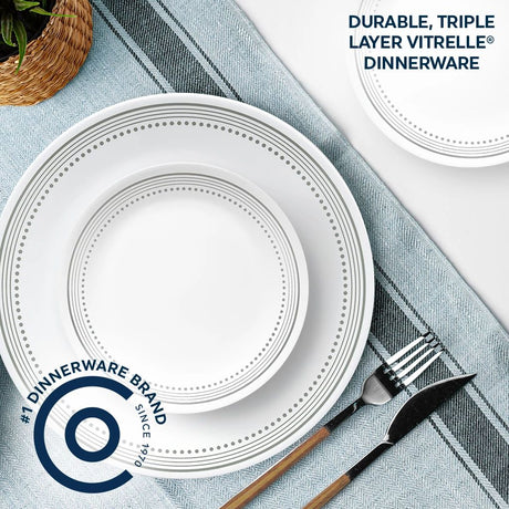  Mystic Gray dinner &amp; appetizer plate with text durable triple layer vitrelle dinnerware