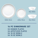  Mystic Gray dinnerware shown whats included 4 dinnerplates, appetizer plates, 18oz bowls &amp; 10oz bowls