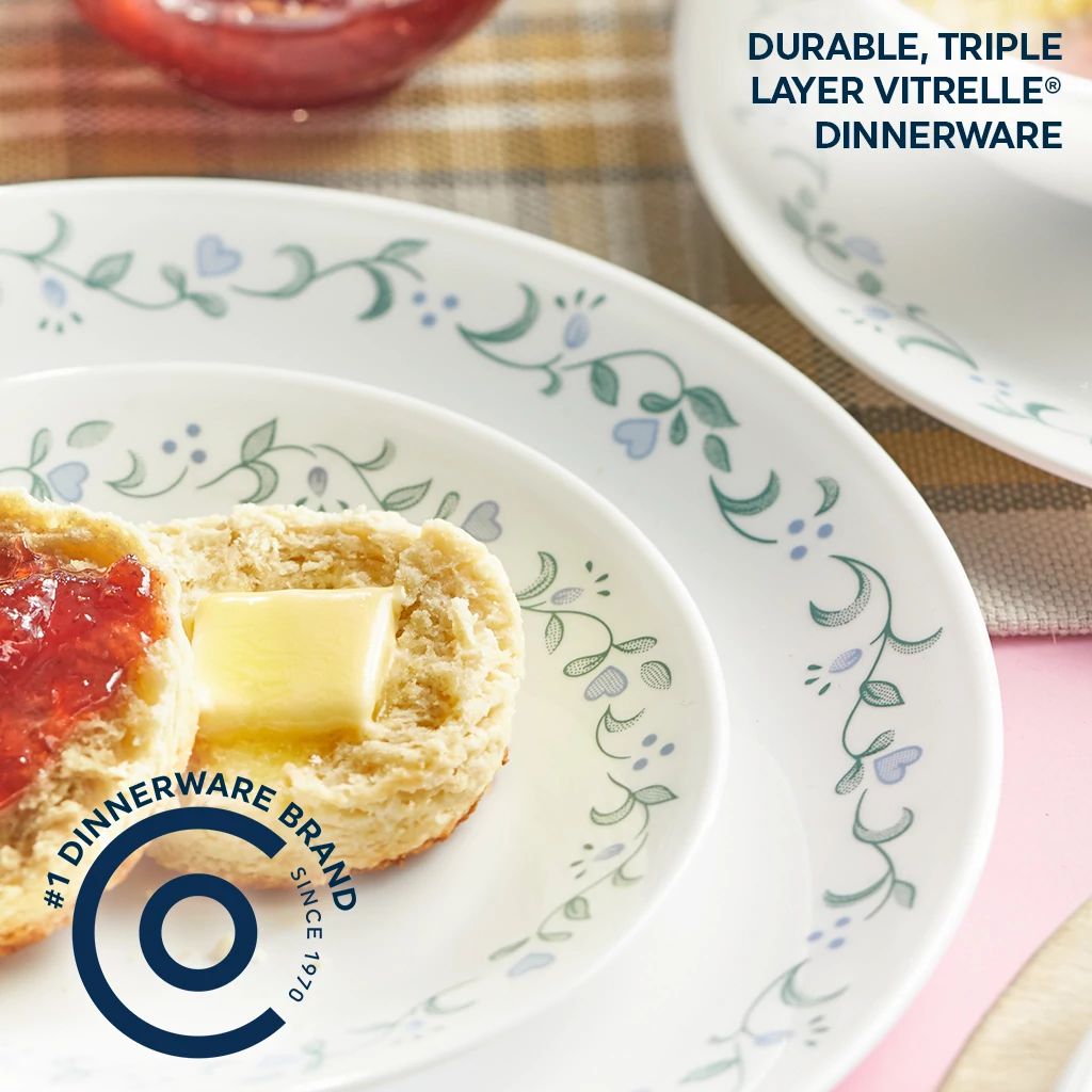 Country Cottage dinner & appetizer plates with text durable triple later vitrelle dinnerware