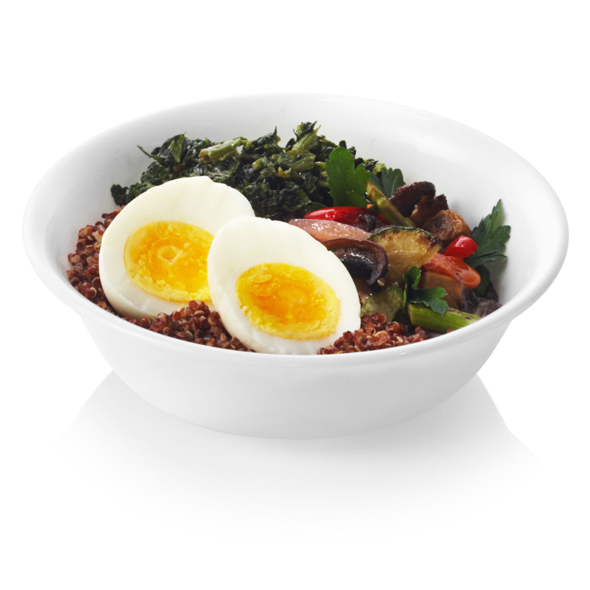 Winter Frost White 18-oz Bowl Set with food