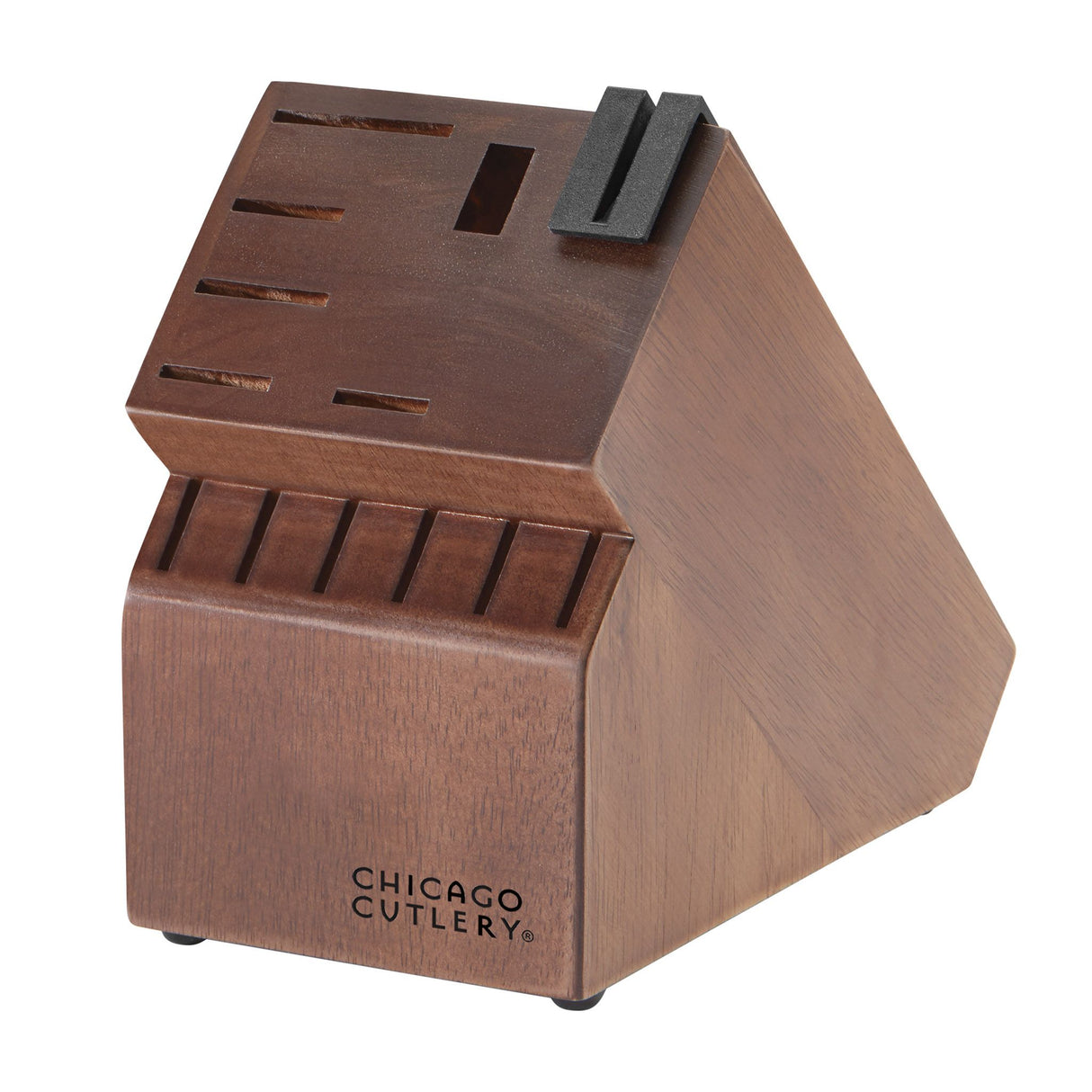 Signature Edge Walnut Espress Block Set with knife sharpenter shown by itself