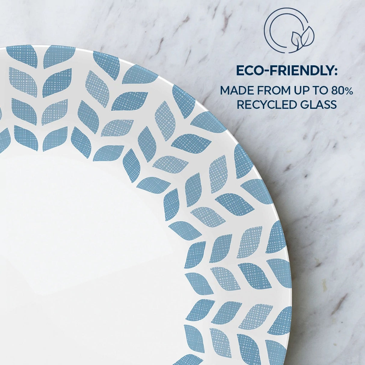 Global Collection Northern Pines 10.25" Dinner Plate with text eco-friendly made from up to 80% recycled glass