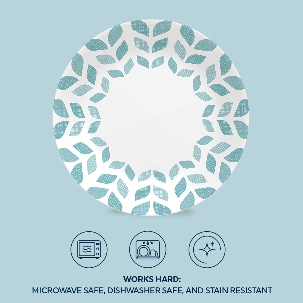 Northern Pines 8.5" Salad Plate with text works hard microwave dishwasher safe & staine resistant