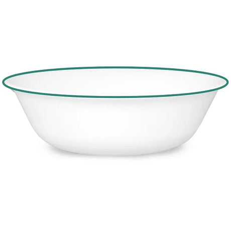 Solar Print 18-ounce white cereal bowl with green rim