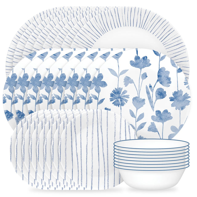 Botanical Stripes 32-piece Dinnerware Set, Service for 8