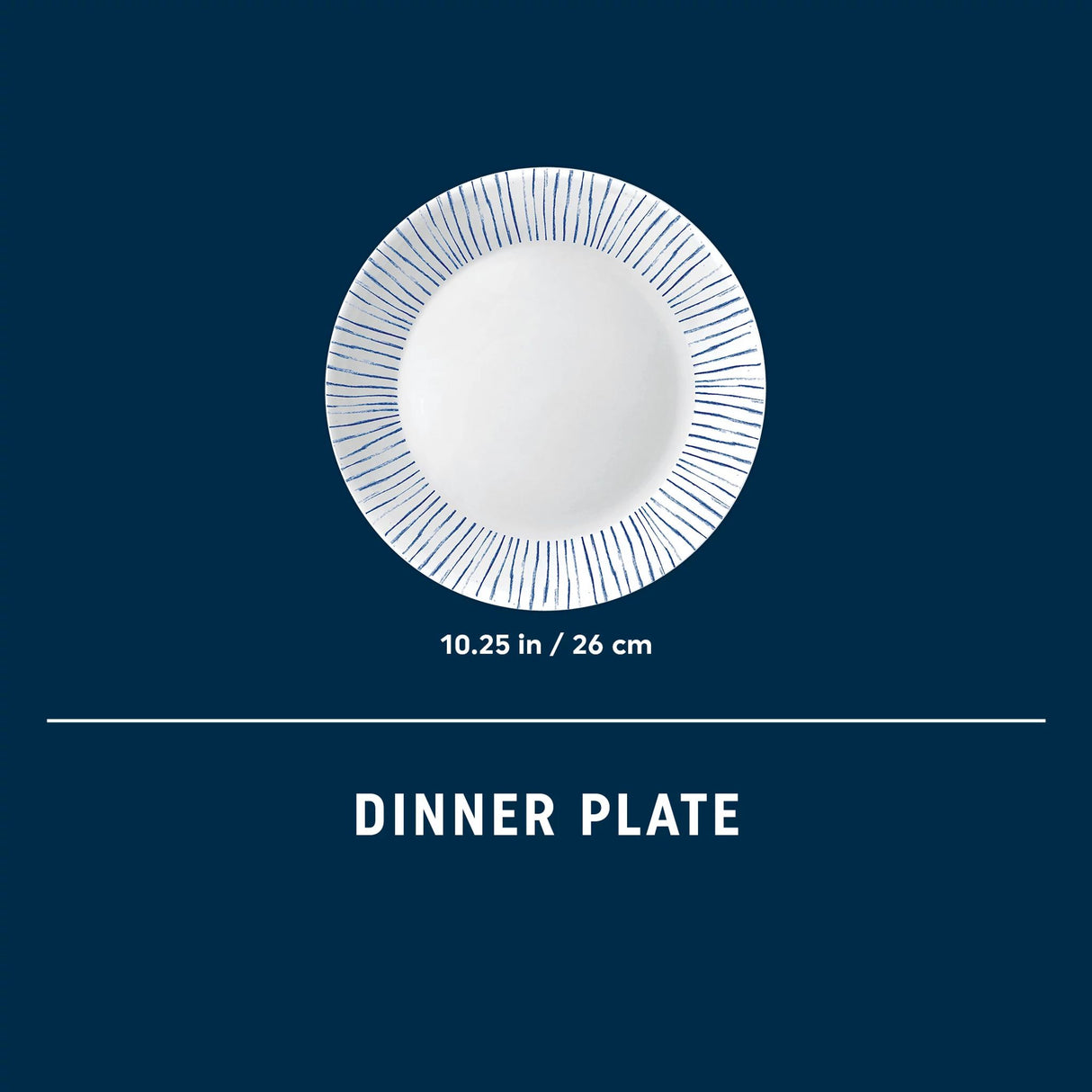 Botanical Stripes Dinner Plate with dimensions 10.25"