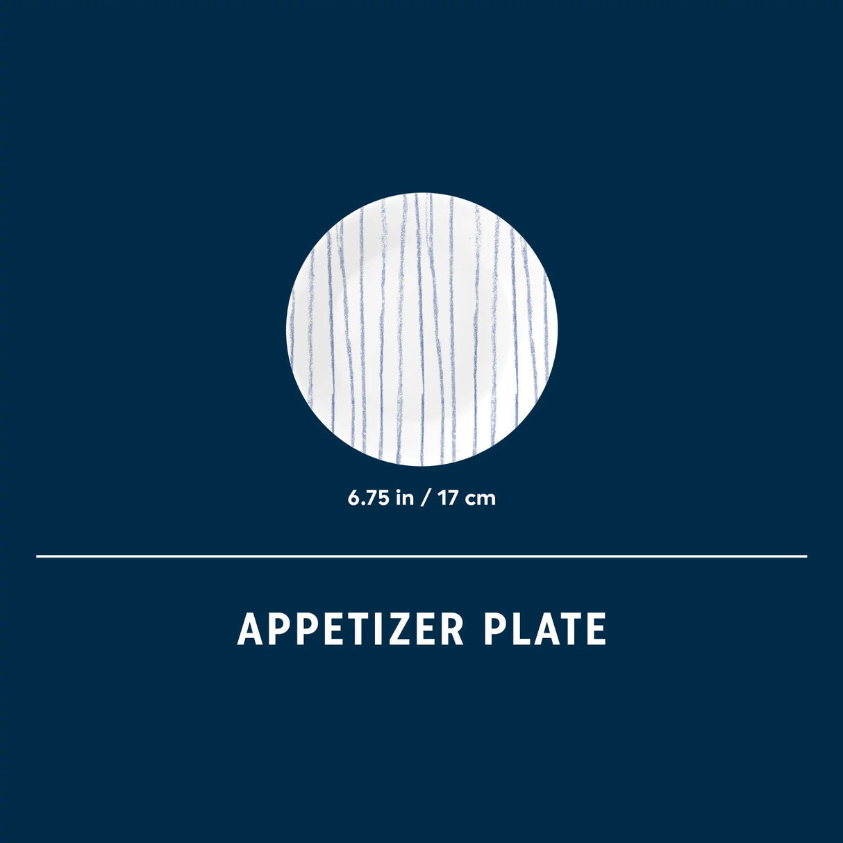 Botanical Stripes Appetizer Plate with dimensions 6.75"