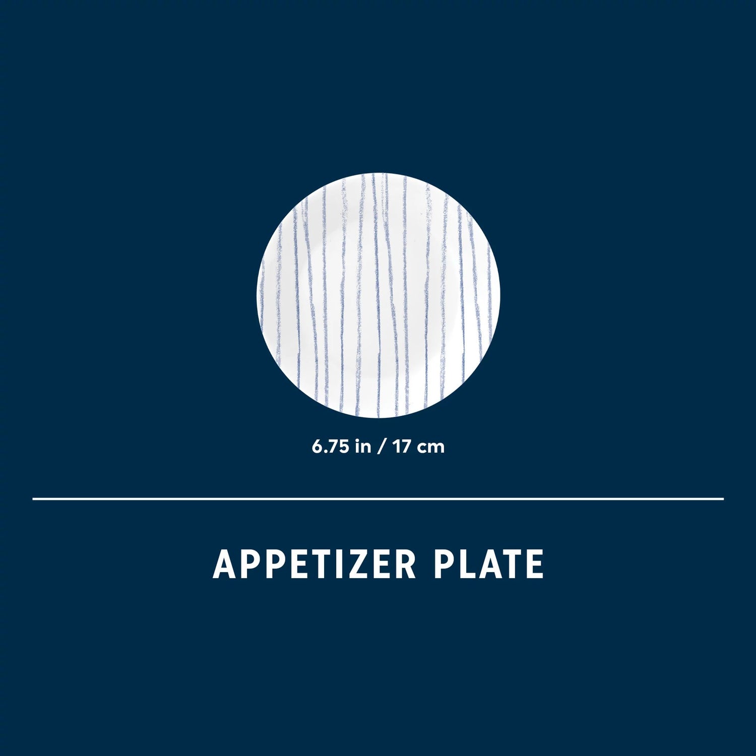 Botanical Stripes Appetizer Plate with dimensions 6.75