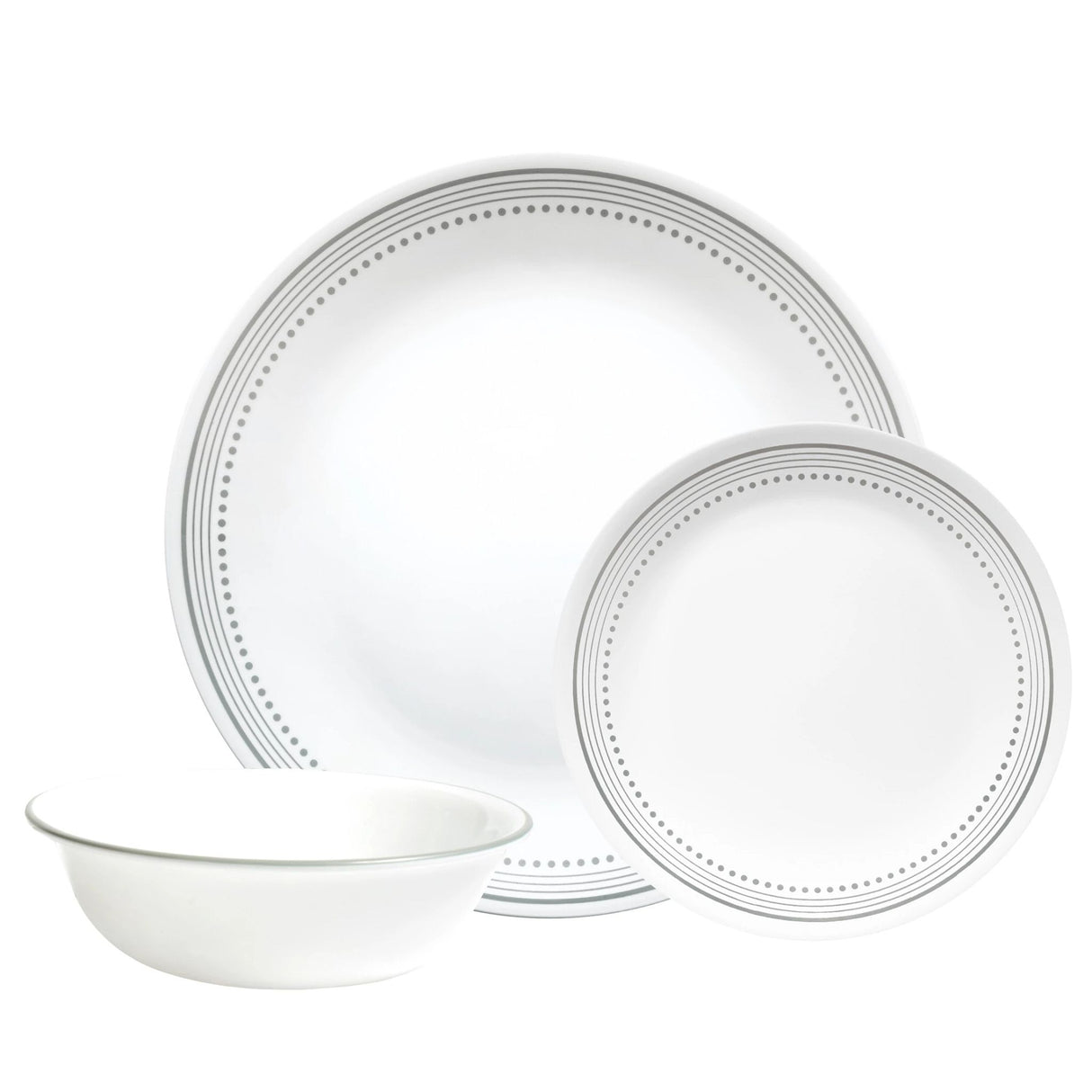 Mystic Gray 12-piece Dinnerware Set (photo shows dinnerplate, appetizer plate & cereal bowl)