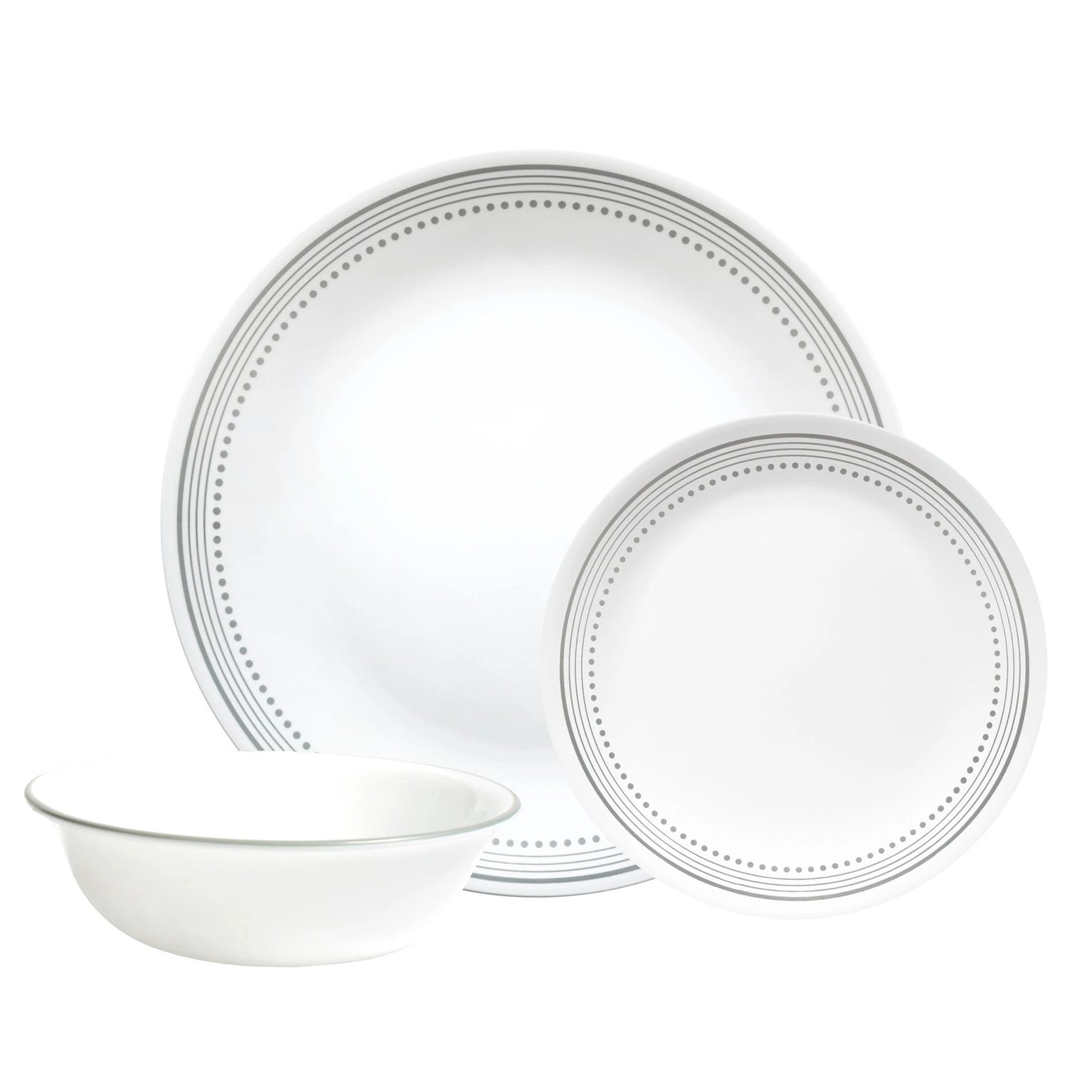 Mystic Gray 12-piece Dinnerware Set (photo shows dinnerplate, appetizer plate & cereal bowl)