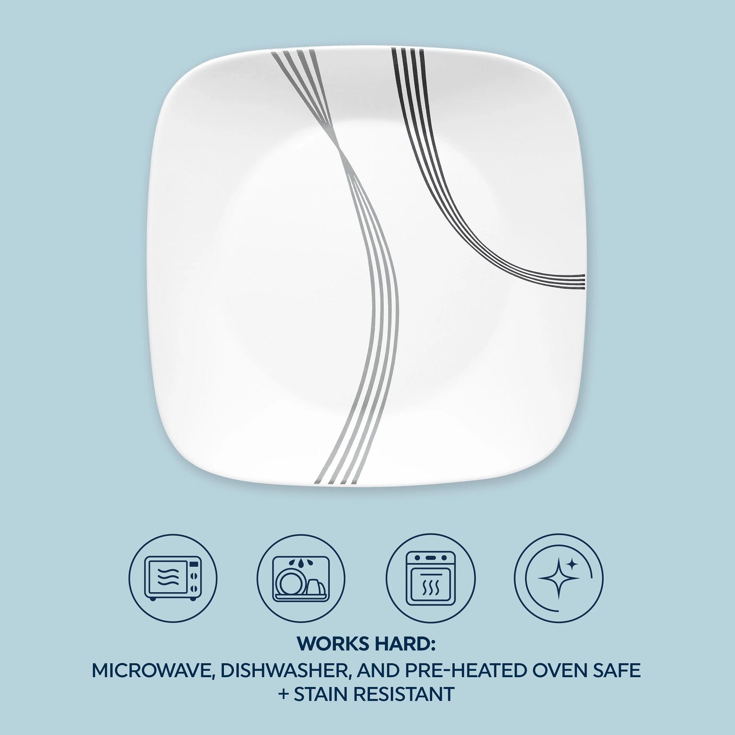 Urban Arc dinnerplate with text works hard microwave & dishwasher safe & oven safe & stain resistant