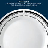  Brasserie dinner plate with text classic black details transport your table to the heart of a Parisian bistro
