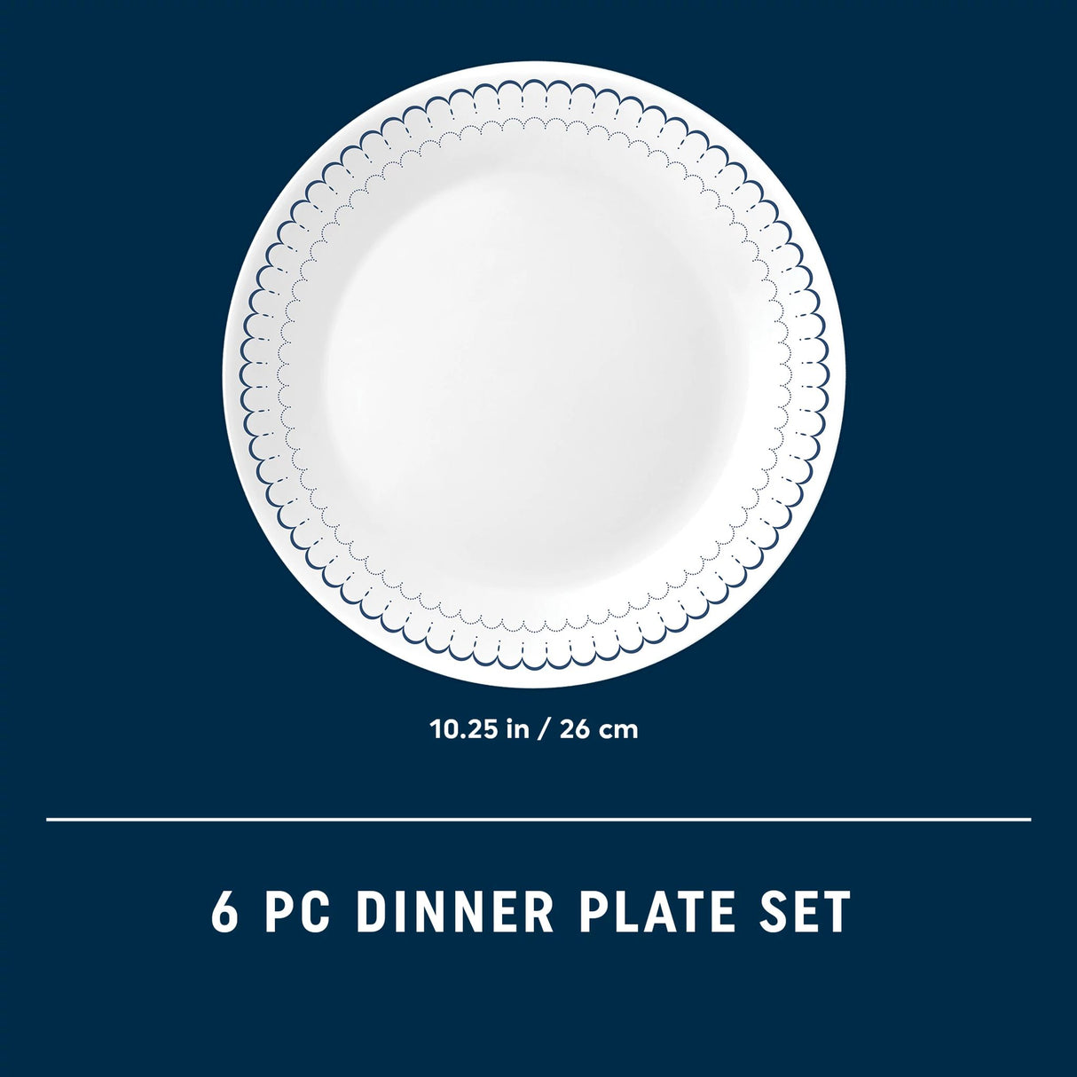 Caspian Lace 10.25" Dinner Plate with text 6 piece dinner plate set
