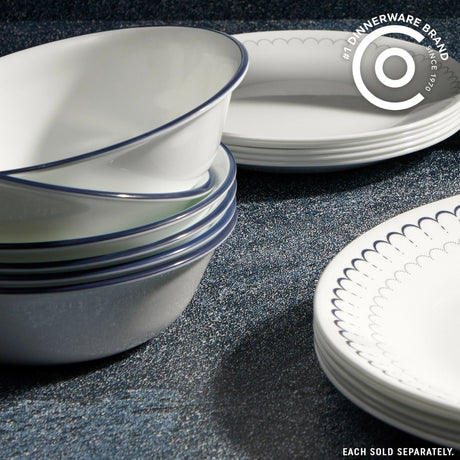  Caspian Lace dinnerware on tabletop with text #1 dinnerware brand