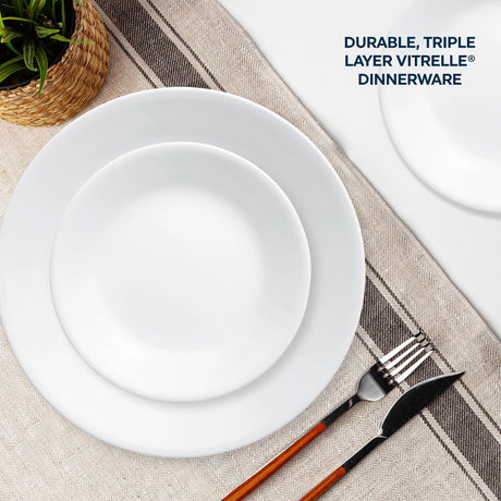  Winter Frost White dinner &amp; lunch plates with text durable triple layer vitrelle dinnerware