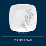  Square Amalie 10.5" Dinner Plate shown with dimension in text