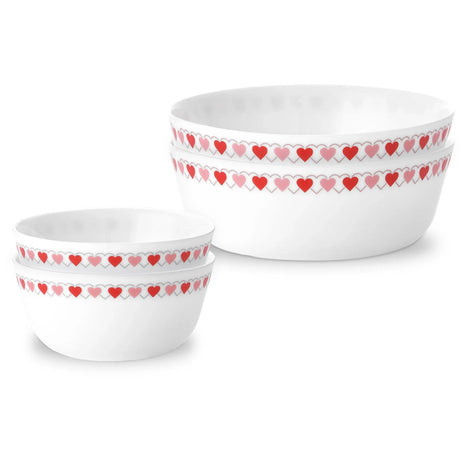 MilkGlass™ Adorable Hearts 4-piece Bowl Set