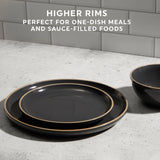  Stoneware Peppercorn Plates with text higher rims perfect for 1-dish meals &amp; sauce filled foods