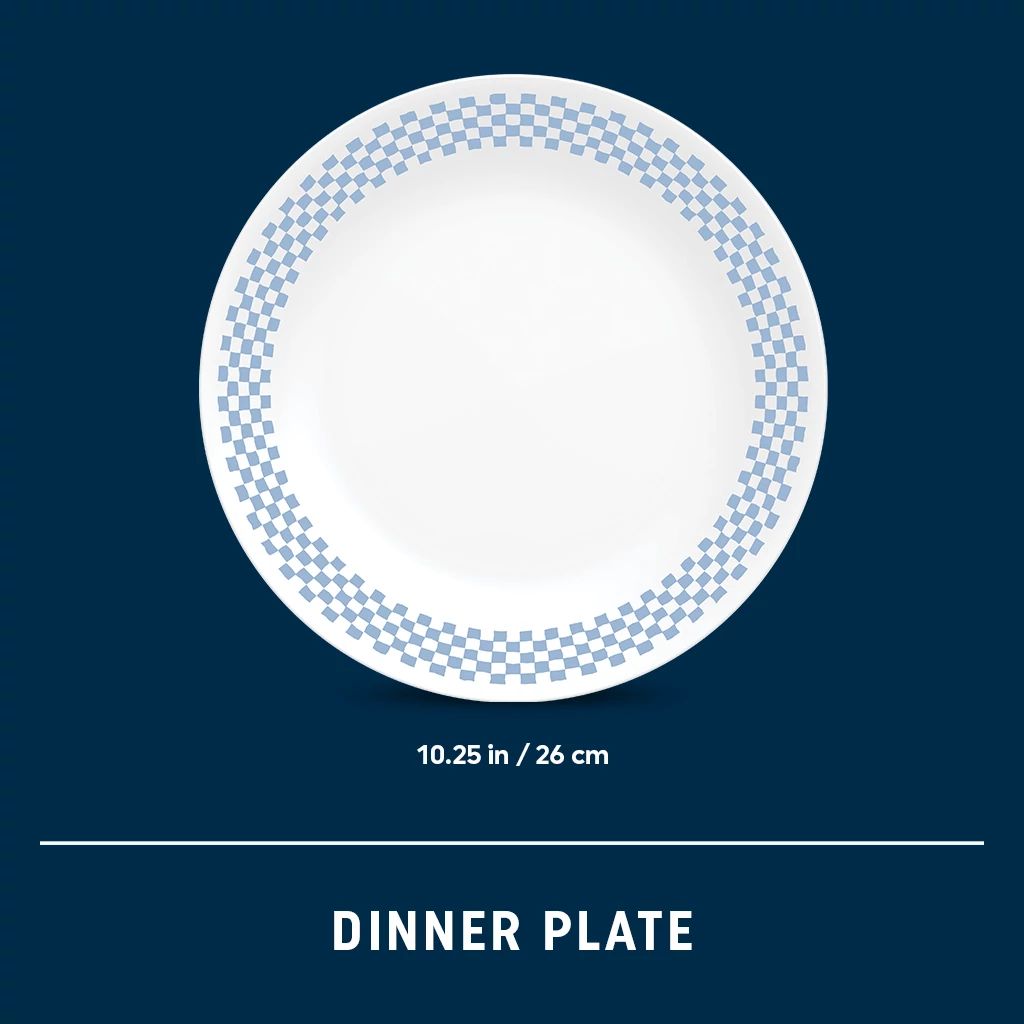 Amelia 10.25" Dinner Plate with plate dimensions shown in the photo of 10.25" diameter