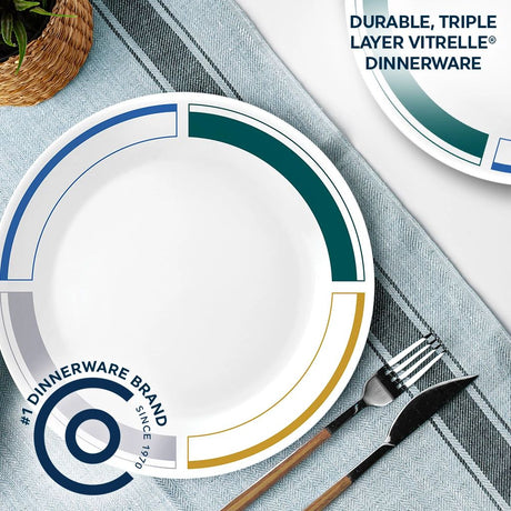  Color Block 10.25" Dinner Plate with text durable triple layer vitrelle dinnerware