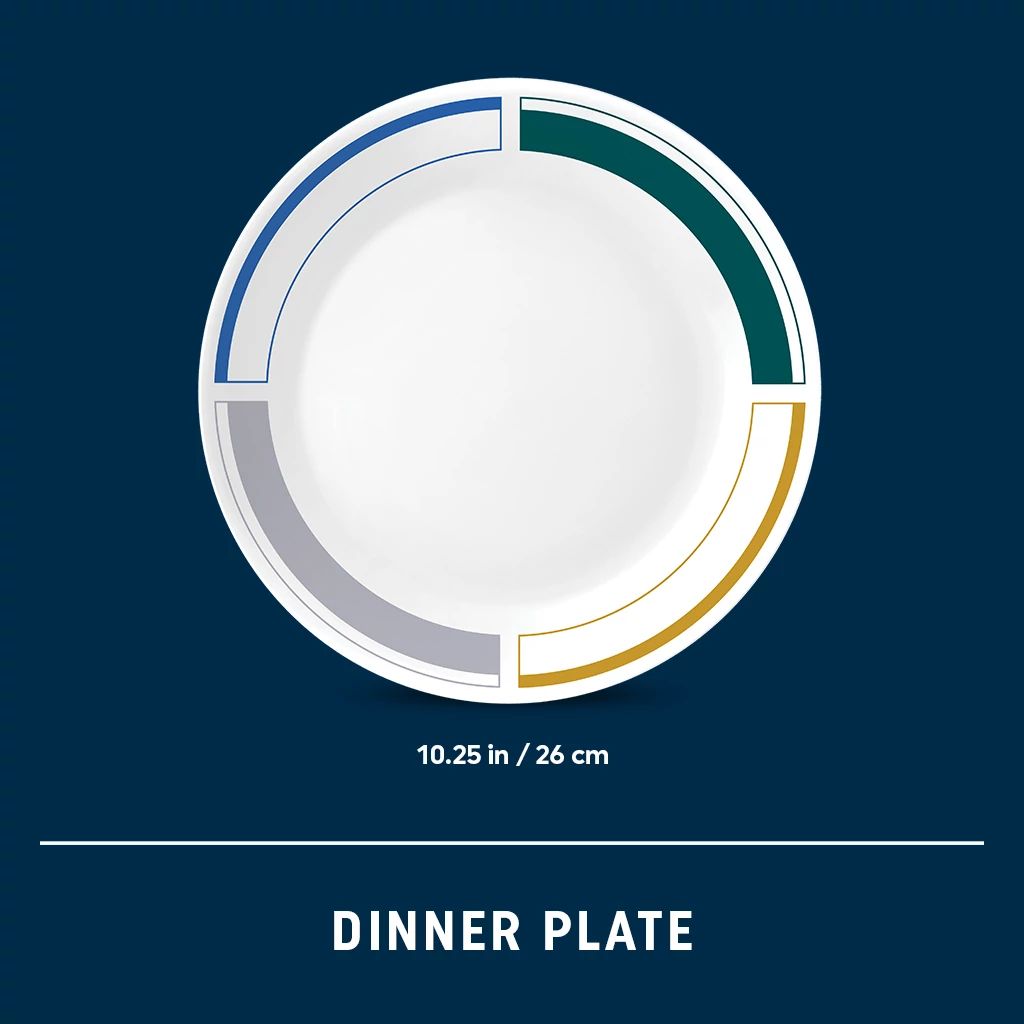 Color Block 10.25" Dinner Plate with showing dimension is 10.25" diameter